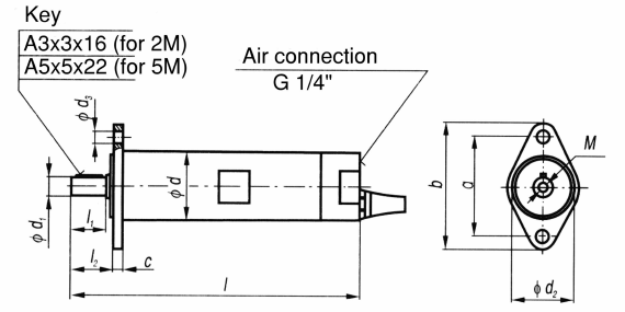 Globe Archimedes Air Motors Dimensional Drawing