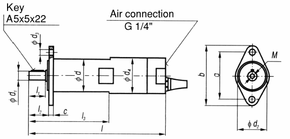 Globe 9M70R Air Motors dimensional drawing