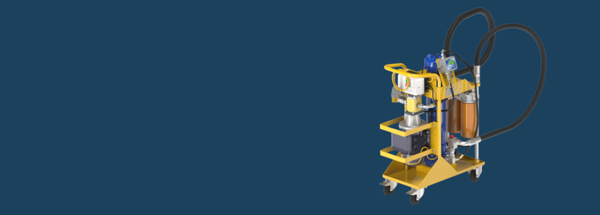 Mobile Filtration Trolley on a Blue Background